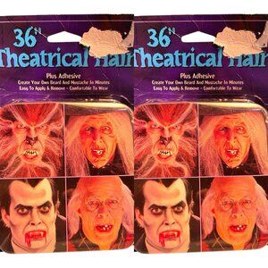 2~Packs Theatrical Hair 36" Black Hair with Adhesive Halloween/Cosplay Accessory